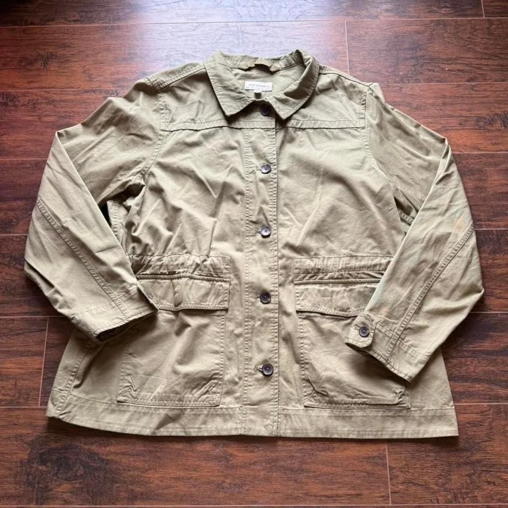 UTILITY CASUAL WORKWEAR FREE ASSEMBLY ARMY GREEN BUTTON UP JACKET PLUS SIZE XXL - Picture 1 of 7
